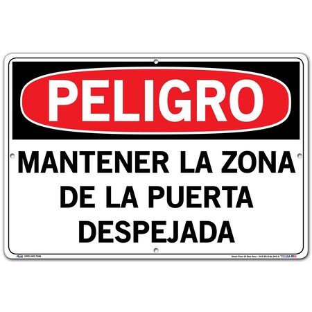 Vestil Aluminum Sign, 12-1/2" Height, 18-1/2" Width, Aluminum, Rectangle, Spanish SI-D-30-D-AL-063-S